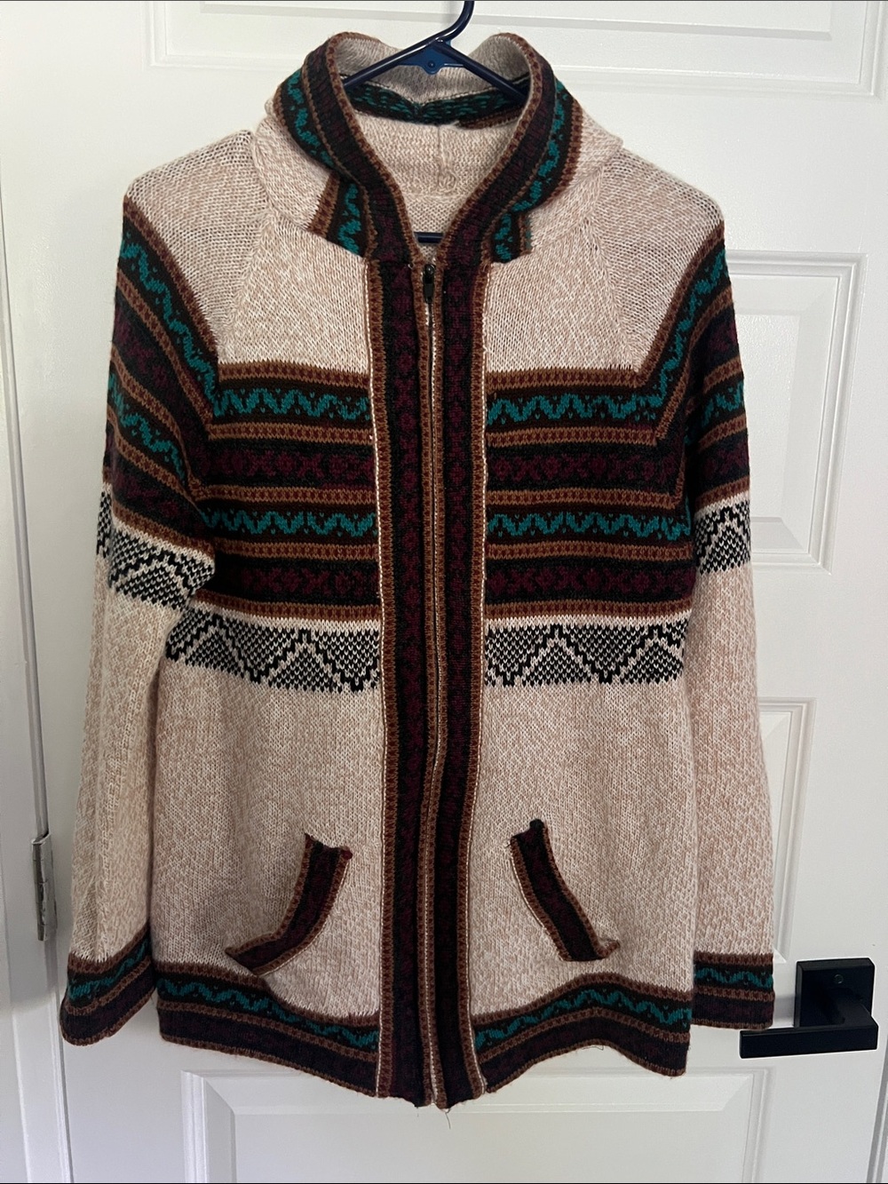 Peruvian Genuine Hooded Zip-up Sweater